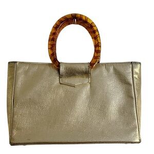 Vintage 1960s JR Florida Gold Tortoiseshell Handle Tote